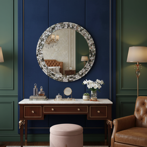Round Decorative <b>MOP</b> Mirror 19 Inch Mother of Pearl <b>Wall</b> Mirror for Living Room Bedroom Bathroom Luxury Home Interior Accent - Product Image 5