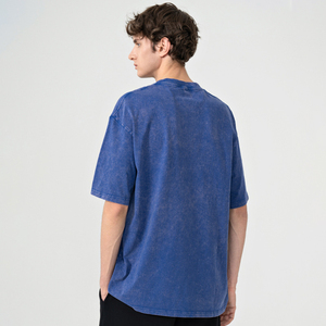 เสื้อยืดทรงบ็อกซี่ ผ้าคอตตอน 100% ล้างสีแบบ Heavy Acid Wash เสื้อยืดไซส์ใหญ่ เสื้อยืดทรงพอดีตัวสำหรับผู้ชาย - Product Image 3