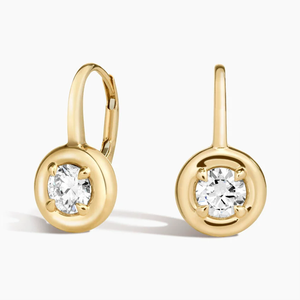 Boucles d'oreilles unisexes en or jaune plaqué or 14 carats avec diamants de laboratoire taille brillant ronde couleur G, luxe classique pour tous les jours - Product Image 5