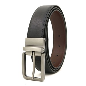 Ceinture pour homme avec boucle à ardillon, double face, en cuir véritable, de bonne qualité et confortable. - Product Image 5