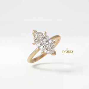 Anillo de Compromiso de Diamante Marquise Cultivado en Laboratorio de Primera Calidad, Claridad VS, Moderno, 1.5 Quilates, Oro Sólido, Regalo para Mujer, Boda, Fiesta - Product Image 6