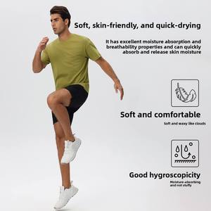 Camiseta Deportiva con Aberturas Laterales, Camiseta de Entrenamiento para Hombre, Casual, Elástica, Estampada - Product Image 3