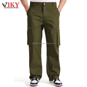 Pantalon cargo confortable pour homme, décontracté, athlétique, en coton, coupe ample et droite, par VIKY INDUSTRIES - Product Image 2