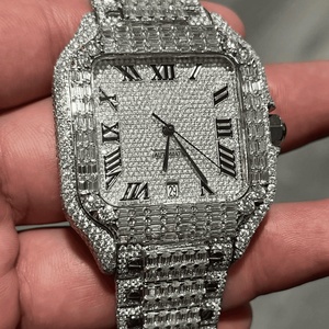 Montre à quartz à cadran carré, lunette en cristal, chiffres romains, bracelet, affichage de la date, style bijou de mode - Product Image 1