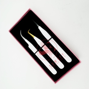 Pinzas de pestañas puntiagudas de acero inoxidable blancas de nuevo diseño profesional al por mayor, extensiones de pestañas Tipo belleza, puntas de volumen - Product Image 6
