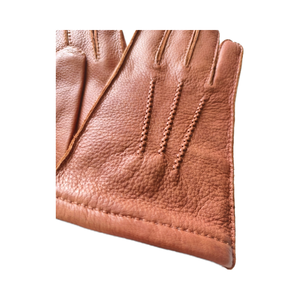 Leather <b>Gloves</b> Wrist Length <b>Wool</b> Lined Thermal Warm Winter Daily Use Plain Style - Product Image 4