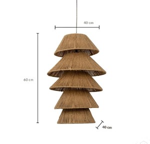 Lámpara Colgante Larga de Yute Tejido de Múltiples Niveles |   Lámpara de Techo Colgante Ajustable con Base para Bombilla E26, Estilo Boho Escandinavo, para Uso en Hoteles - Product Image 4