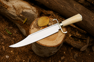 Handmade Movie Bowie <b>Knife</b> 1095 Carbon Steel Blade <b>Bone</b> <b>Handle</b> With Leather Sheath - Product Image 6