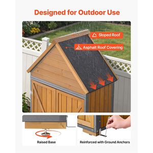 Caseta de Almacenamiento para Exteriores de 44.09" X 66.93", Caseta de Madera y Metal para Herramientas de Jardín con Puertas con Cerradura y Techo Inclinado Impermeable - Product Image 3
