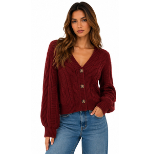 Women's Autumn Knitted Winter <b>Cardigan</b> <b>Coat</b> With Embroidered Pattern And Button Decoration Sweater For Streetwear - Product Image 3