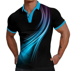 เสื้อโปโลลายทางหลากสีสำหรับผู้ชาย, เสื้อแฟชั่นพิมพ์ลาย3D เสื้อคอปกลำลองแขนสั้นสำหรับฤดูร้อน - Product Image 1