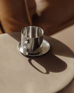 Classic Handmade Stainless Steel <b>Cup</b> And <b>Saucer</b> Set For Decorative Beverage Service And Festive Dining Presentation - Product Image 1