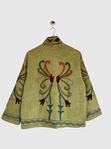 Veste en velours brodée de fleurs, col mandarin, manches longues, grande taille, vêtements d'hiver pour femmes, style élégant - Product Image 2