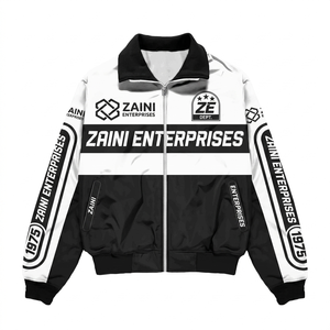 130 GSM Polyester Taslon <b>Windbreaker</b> Jacket <b>Black</b> White Color Block Panels Custom Sublimation Logo OEM ODM - Product Image 1