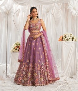 Atractivo Lehenga Choli de Organza Lavanda con Bordado de Lentejuelas - Product Image 5