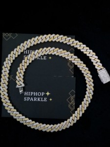 10mm Two Tone Iced Out Cuban Link <b>Chain</b> VVS Moissanite <b>925</b> <b>Sterling</b> <b>Silver</b> Gold Plated Hip Hop Jewelry <b>Mens</b> Luxury Necklace - Product Image 5