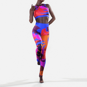 Conjunto Deportivo de Yoga para Mujer con Estampado de Sublimación Personalizado, Sujetador Deportivo y Leggings de Cintura Alta, Conjunto Deportivo sin Costuras para Gimnasio - Product Image 3