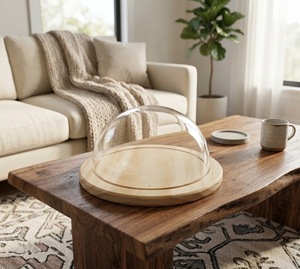 โดมอะคริลิกพร้อมฐานไม้ ชั้นวางอเนกประสงค์สำหรับของตกแต่ง - Product Image 2