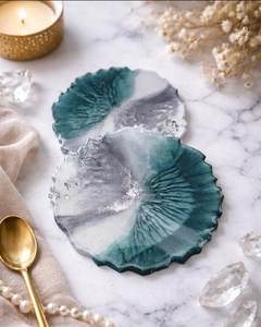 Ocean Mist Resin <b>Coasters</b> teal resin <b>coasters</b> ocean wave <b>coasters</b> handmade resin decor aesthetic <b>drink</b> <b>coasters</b> - Product Image 1