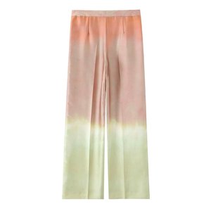 Pantalones Elegantes de Pierna Ancha con Degradado de Color, Satinados, Largos, Holgados, de Verano para Mujer, 100% Algodón, Transpirables y de Secado Rápido - Product Image 6