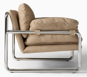 Fauteuil de salon moderne rembourré, structure métallique, dossier solide, assise confortable en mousse, mobilier de maison, design style Barcelone - Product Image 3