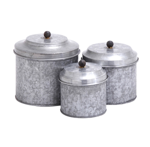 Metal Food Storage <b>Canister</b> <b>Set</b> of 3 Cylinder Shape Airtight Lids Industrial Design for Kitchen Use - Product Image 1