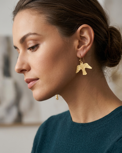 Oferta Especial: Pendientes Colgantes de Aleación con Diseño de Pájaro Martillado Sencillo, Estilo Minimalista, para Fabricación de Joyas, Importador de Joyería de Dubái - Product Image 2