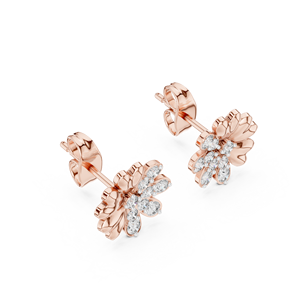 Juego de pendientes con diamantes cultivados en laboratorio con forma de pétalo de corazón, engastados en oro rosa macizo de 18 quilates, para compromiso, bodas, fiestas, regalos y uso diario. - Product Image 2