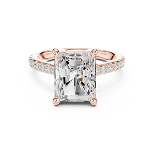 Anillo de Compromiso de Diamantes con Corte Radiante para Mujer, Platino, con Diamantes Laterales, Certificado GIA, Estilo Clásico - Product Image 3
