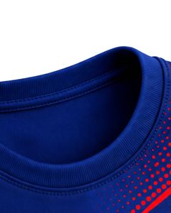 Conjunto de camiseta y pantalones cortos deportivos con estampado azul marino y rojo para hombre, ropa deportiva transpirable de secado rápido para entrenamiento de gimnasio, ropa deportiva atlética - Product Image 2