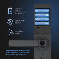 Serrure de porte intelligente Tuya avec empreinte digitale biométrique, écran tactile WiFi, noir mat, pour porte en bois PST-A1-TY