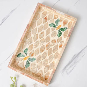 Plateau rectangulaire personnalisé en nacre, cadeau pour la fête des mères, cadeau de mariage/anniversaire, assiettes pour le petit-déjeuner, les boissons, les collations, la table à café - Product Image 1