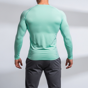 T-shirt à manches longues pour homme, col rond, extensible, en coton doux, basique, uni, en coton et fibre de bambou, design OEM et Si - Product Image 3