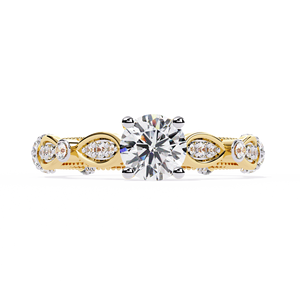 แหวนแต่งงานเพชรแล็บโกรว์วินเทจ 0.85 กะรัต สำหรับผู้หญิง ทองคำแท้ 14K/18K ชุบโรเดียม คุณภาพสูง ดีไซน์แบบครึ่งวงนิรันดร์ - Product Image 1