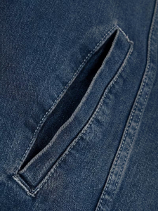 男士复古冬季街头服饰纽扣牛仔纯色中度水洗摩托车牛仔裤夹克提供 OEM 和 ODM 服务 - Product Image 6