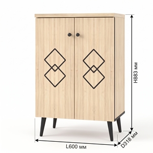 Furnizone Modern 25_0115 2-Door 4-Tier <b>Shoe</b> Cabinet Geometric Diamond Pattern Entryway Organizer Freestanding <b>Storage</b> - Product Image 2