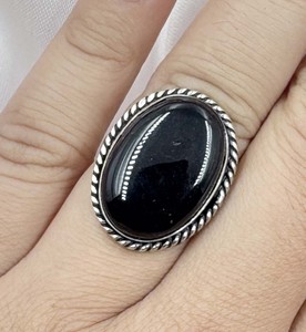 Natural Black Onyx Silver Plated Oval <b>Ring</b> Handmade Gemstone Fashion Jewelry for Women Ready <b>Ring</b> - Product Image 3