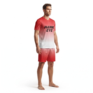 Camiseta de Fútbol para Hombre Hawk Eye, Degradado Rojo, Cuello en V, Manga Corta, Poliéster que Absorbe la Humedad, Uniforme para Todas las Temporadas - Product Image 6