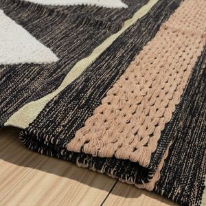 Alfombra de área de tejido plano de lana ecológica, abstracta, moderna y hecha a mano con flecos |   Alfombra Bohemia - Product Image 2