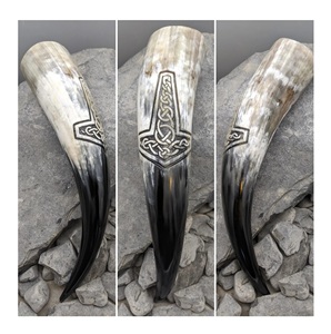 Customized Viking Carving Buffalo Tankard Handcrafted Natural Agate Drinking Horn Animal Antique Imitation Style Business Gift - Product Image 2