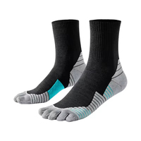 Chaussettes de performance pour jeunes à cinq doigts avec semelle rembourrée, 100 % coton, multi-sports, fabriquées au Vietnam