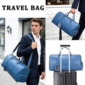 Men's Genuine Leather Customizable Size & Closure High Quality Eco-Friendly <b>Overnight</b> Travel Duffle <b>Bag</b>-Cabin Carry-On Weekender - Product Image 3