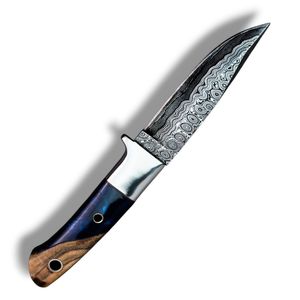 Cuchillos de Caza Hechos a Mano con Hoja de Acero con Patrón de Damasco, Hoja Fija de 30CM, Mango Decorativo de Madera, Empuñadura Negra, para Camping - Product Image 3
