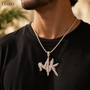 Pendentif Hip Hop personnalisé en argent sterling 925 avec moissanite VVS1 taille brillant rond certifié GRA, lettres et nom gravés, style Iced Out - Product Image 6