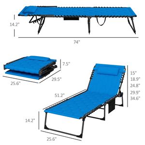Chaise longue reclinabili blu a 5 posizioni per un comodo riposo all'aperto - Product Image 3
