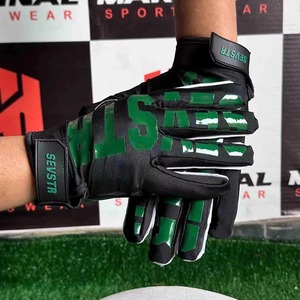 New Arrival Full-Finger Breathable Lightweight Anti-Slip American Football Receiver Gloves Adjustable <b>Wrist</b> <b>Strap</b> Hook Loop - Product Image 3