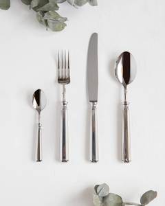 Juego de cubiertos metálicos vintage con cuchara de concha, tenedor de plumas y cuchillo en espiral, apto para lavavajillas, para uso en bodas. - Product Image 3