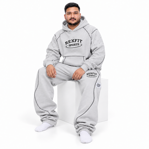 ชุดเซ็ตเสื้อฮู้ดและกางเกงจ็อกเกอร์ Rexfit Sports ผ้าเฟรนช์เทอร์รี่ โพลีเอสเตอร์/คอตตอน สไตล์สตรีทแวร์ สำหรับทุกเพศ  OEM ODM - Product Image 3