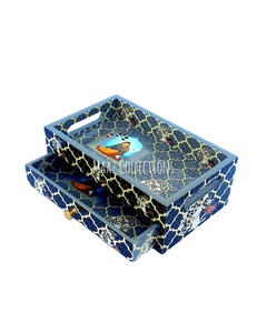 Vente en gros plateau de service à tiroir en MDF écologique personnalisé plateau stratifié décoratif en bois imprimé de haute finition pour la table de la maison - Product Image 2