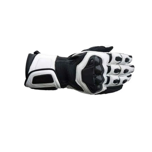 Gants de conduite blancs et noirs avec rembourrage protecteur et design respirant pour la conduite et le cyclisme, en cuir personnalisé pour le motocross - Product Image 5